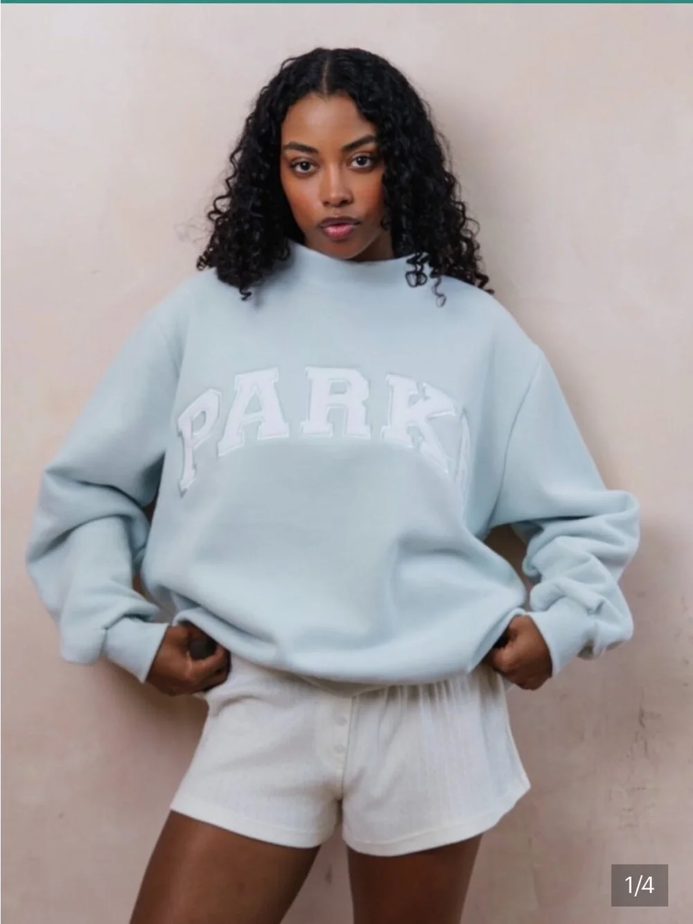 Parke Bridal Varsity Mockneck - Pale Blue + White L/XL - Picture 1 of 9